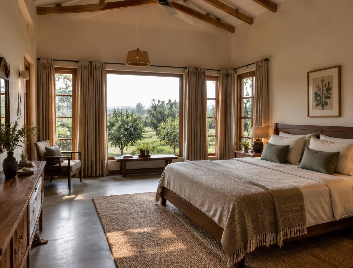 Bedroom overlooking the orchard
